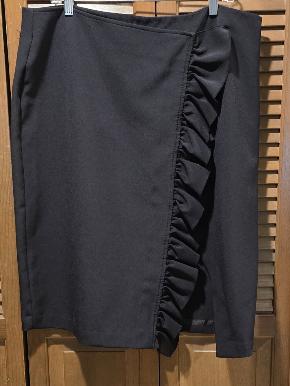 Women’s Black Ruffle Faux Wrap Skirt Plus Size